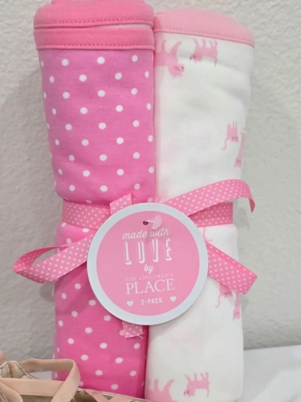 Baby Gap ✦ Ballet Flats & Blanket Set ✦ Pink Polka Dot + Cat Print 0–3M NWT